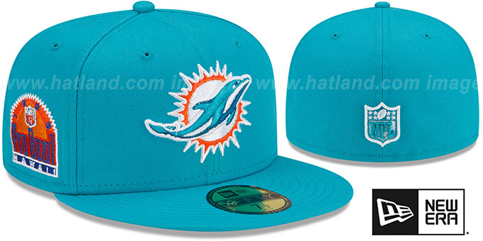 Dolphins 1993 'PRO BOWL SIDE-PATCH' Aqua Fitted Hat by New Era