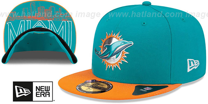 Dolphins '2015 NFL DRAFT' Aqua-Orange Fitted Hat by New Era