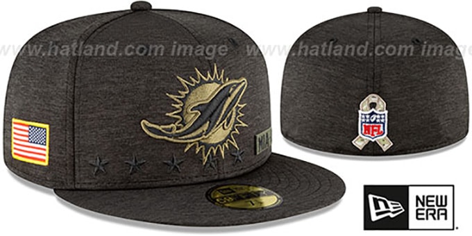 Dolphins '2020 SALUTE-TO-SERVICE' ST Black Fitted Hat by New Era