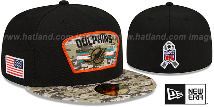 Dolphins '2021 SALUTE-TO-SERVICE' Black-Desert Fitted Hat by New Era