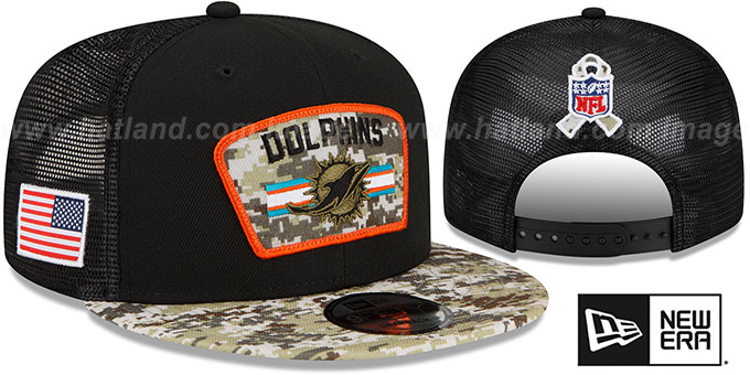 Dolphins '2021 SALUTE-TO-SERVICE SNAPBACK' Black-Desert Hat by New Era