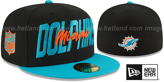 Dolphins '2022 NFL DRAFT' Black-Aqua Fitted Hat by New Era