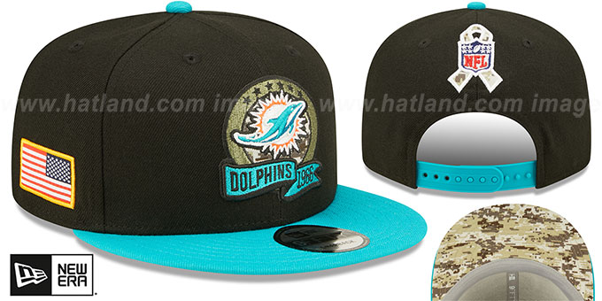 Dolphins '2022 SALUTE-TO-SERVICE SNAPBACK' Black-Blue Hat by New Era