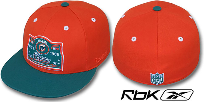 Dolphins '2T ESTABLISHED' Orange-Aqua Fitted Hat by Reebok