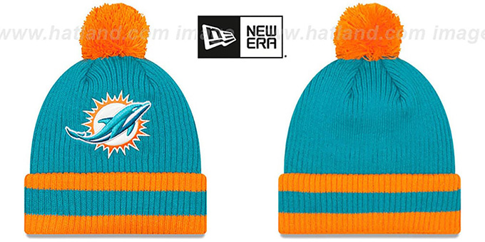 Dolphins 'CHILLER FILLER BEANIE' Aqua-Orange by New Era