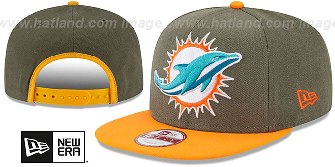 Dolphins 'LOGO GRAND SNAPBACK' Olive-Orange Hat by New Era