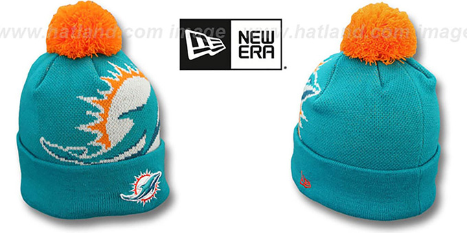 Dolphins 'NFL-BIGGIE' Aqua Knit Beanie Hat by New Era