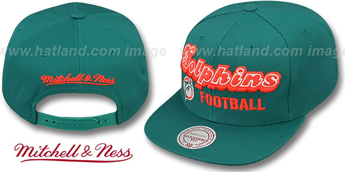 Dolphins 'NFL-BLOCKER SNAPBACK' Aqua Hat by Mitchell and Ness