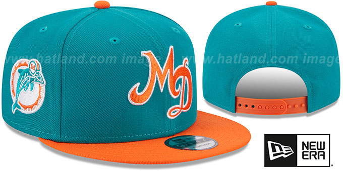 Dolphins 'NFL LIGATURE SNAPBACK' Aqua-Orange Hat by New Era