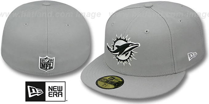 Dolphins 'NFL TEAM-BASIC' Grey-Black-White Fitted Hat by New Era