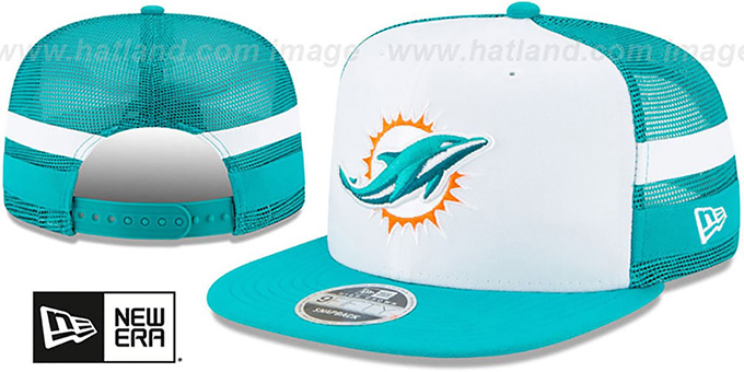 Dolphins 'SIDE-STRIPED TRUCKER SNAPBACK' Hat by New Era