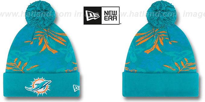 Dolphins 'SNOW-TROPICS' Aqua Knit Beanie Hat by New Era