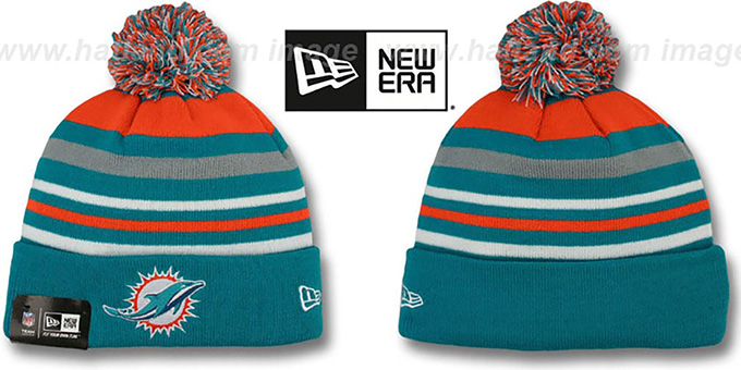 Dolphins 'STRIPEOUT' Knit Beanie Hat by New Era