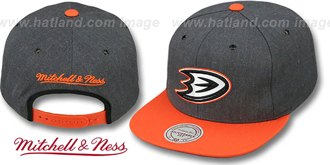 Ducks '2T-HEATHER SNAPBACK' Grey-Orange Hat by Mitchell and Ness