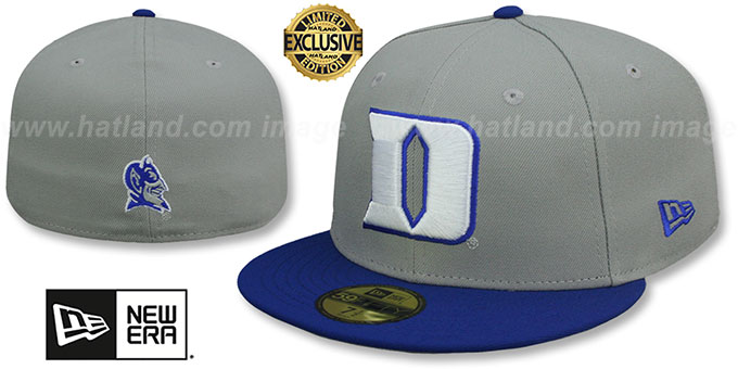 Duke 'NCAA TEAM-BASIC' Grey-Royal Fitted Hat by New Era