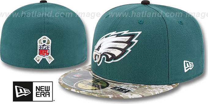 Eagles '2014 SALUTE-TO-SERVICE' Green-Desert Fitted Hat by New Era