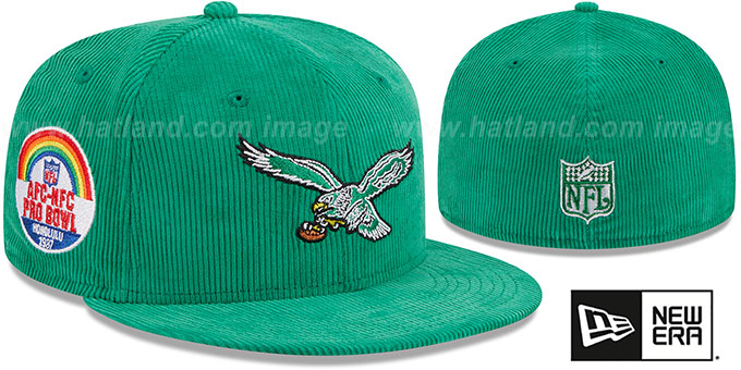 Eagles 'OLD SCHOOL CORDUROY SIDE-PATCH' Kelly Fitted Hat by New Era