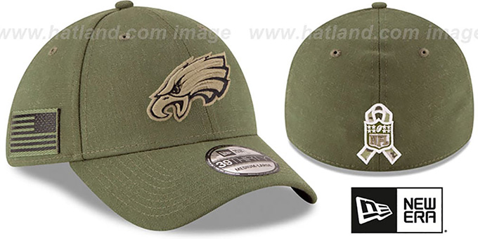 Eagles '2018 SALUTE-TO-SERVICE FLEX' Olive Hat by New Era