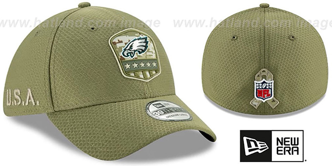 Eagles '2019 SALUTE-TO-SERVICE FLEX' Olive Hat by New Era