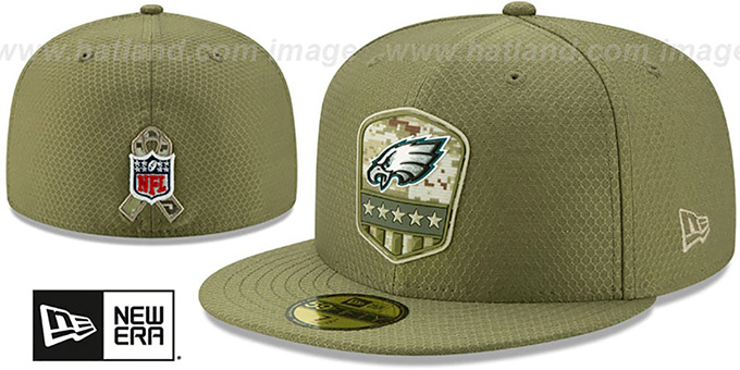 Eagles '2019 SALUTE-TO-SERVICE' Olive Fitted Hat by New Era