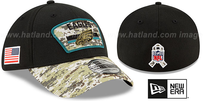 Eagles '2021 SALUTE-TO-SERVICE FLEX' Black-Desert Hat by New Era