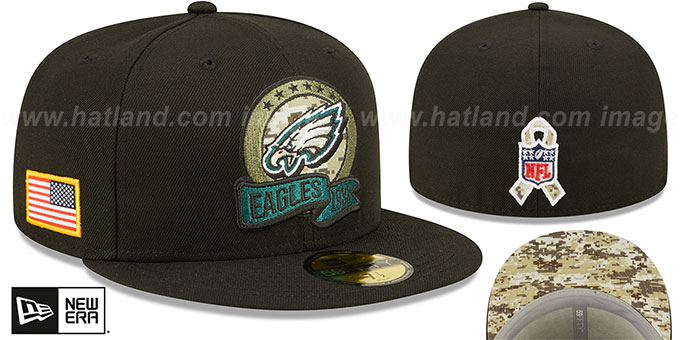 Eagles '2022 SALUTE-TO-SERVICE' Black Fitted Hat by New Era