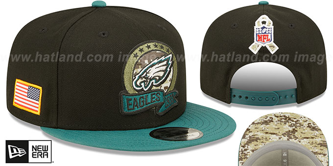 Eagles '2022 SALUTE-TO-SERVICE SNAPBACK' Black-Green Hat by New Era