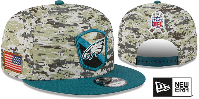 Eagles '2023 SALUTE-TO-SERVICE SNAPBACK' Camo-Green Hat by New Era