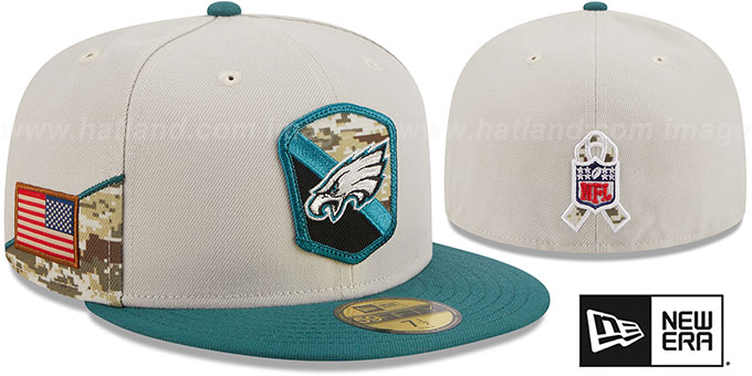 Eagles '2023 SALUTE-TO-SERVICE' Stone-Green Fitted Hat by New Era