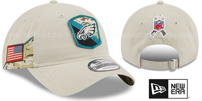 Eagles '2023 SALUTE-TO-SERVICE STRAPBACK' Stone Hat by New Era