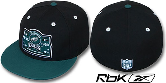 Eagles '2T ESTABLISHED' Black-Green Fitted Hat by Reebok