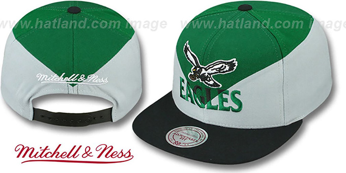 Eagles 'AMPLIFY DIAMOND SNAPBACK' Green-Grey Hat by Mitchell and Ness