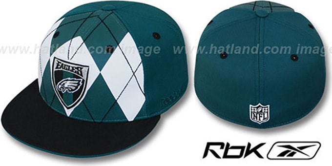 Eagles 'ARGYLE-SHIELD' Green-Black Fitted Hat by Reebok