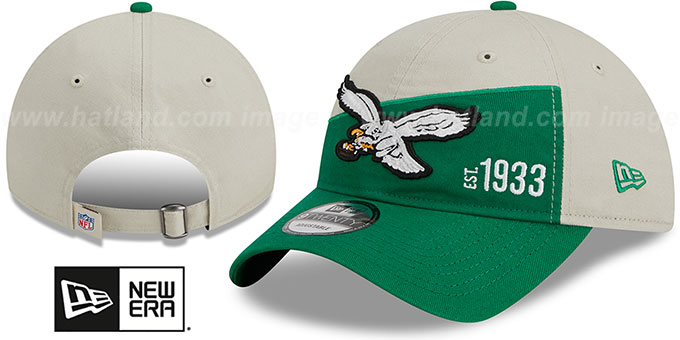 Eagles 'HISTORIC SIDELINE STRAPBACK' Tan-Green Hat by New Era