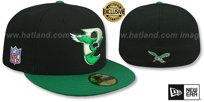 Eagles 'NFL LIGATURE SIDE-PATCH' Black-Kelly Fitted Hat by New Era