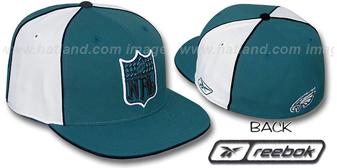 Eagles 'NFL SHIELD PINWHEEL' Green White Fitted Hat by Reebok