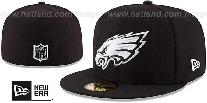 Eagles 'NFL TEAM-BASIC' Black-White Fitted Hat by New Era