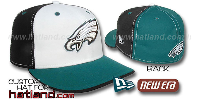 Eagles 'PINWHEEL' White-Black-Green Fitted Hat by New Era