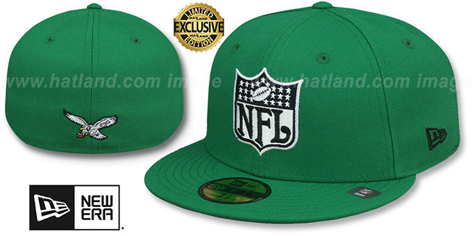 Eagles 'THROWBACK NFL SHIELD-BASIC' Green Fitted Hat by New Era