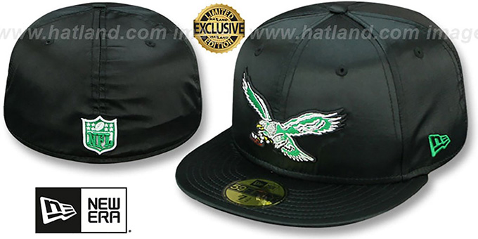 Eagles THROWBACK 'SATIN BASIC' Black Fitted Hat by New Era