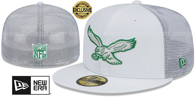 Eagles 'THROWBACK TEAM-BASIC TRUCKER' White Fitted Hat by New Era