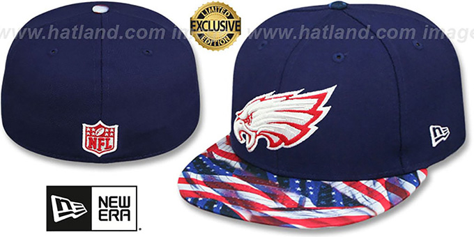 Philadelphia Eagles USA WAVINGFLAG Navy Fitted Hat