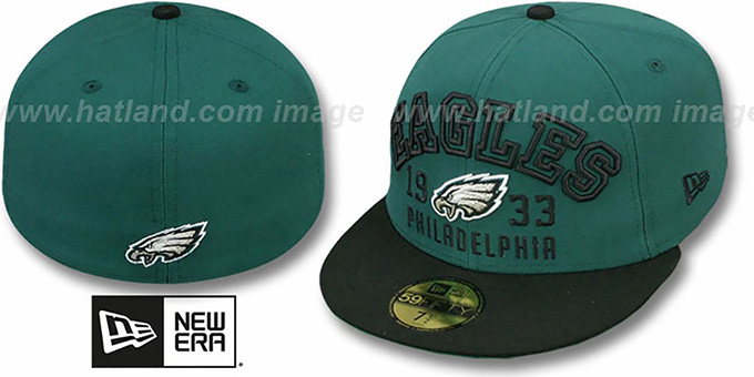 Eagles 'WORD-KNOCK' Green-Black Fitted Hat by New Era