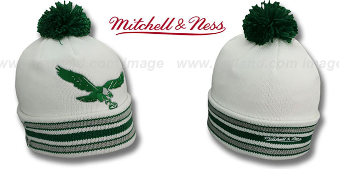 Eagles 'XL-LOGO BEANIE' White by Mitchell and Ness