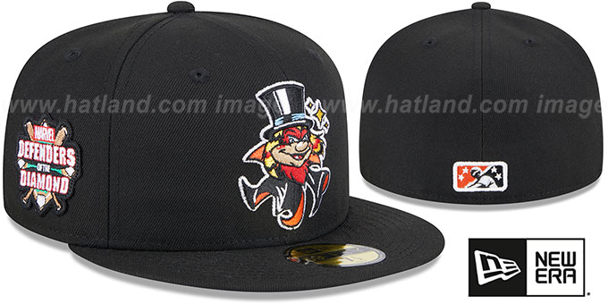 Empire 66ers 'MILB MARVEL DEFENDERS SIDE-PATCH' Black Fitted Hat by New Era