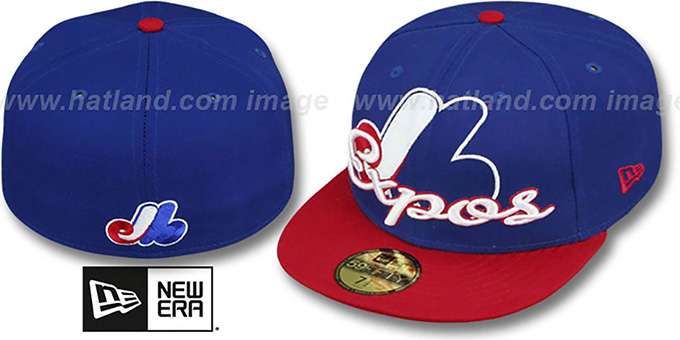 Expos COOP 'SCRIPT-PUNCH' Royal-Red Fitted Hat by New Era