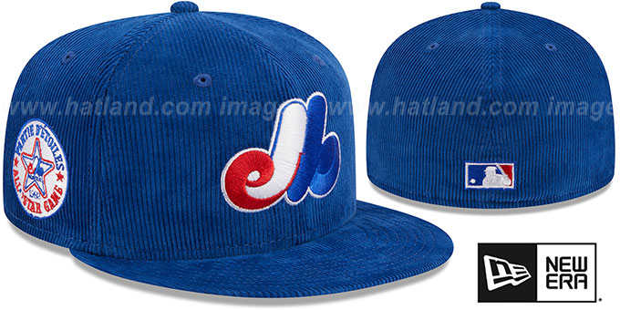 Expos 'OLD SCHOOL CORDUROY SIDE-PATCH' Royal Fitted Hat by New Era