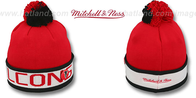 Falcons 'THE-BUTTON' Knit Beanie Hat by Michell and Ness