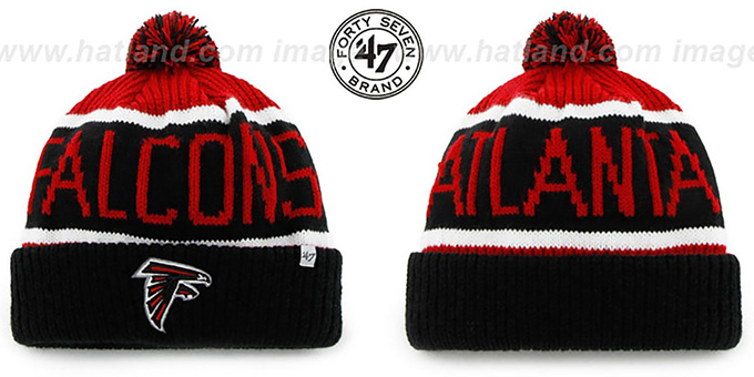 Falcons 'THE-CALGARY' Black-Red Knit Beanie Hat by Twins 47 Brand