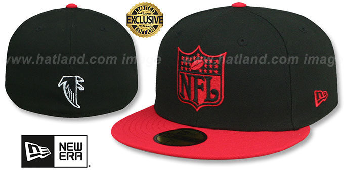 Falcons 'THROWBACK NFL SHIELD-BASIC' Black-Red Fitted Hat by New Era